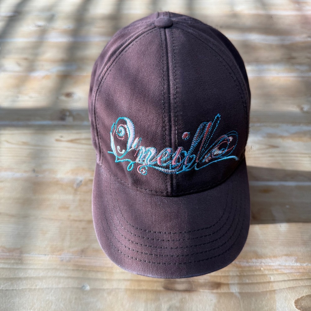 Y2K ONeill Brown Embroidered Logo hat Cap Adjustable Surf Hat Turquoise Pink